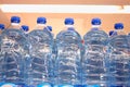 Rows of water bottles in the market Royalty Free Stock Photo