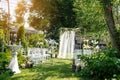 Rows of white empty chairs Royalty Free Stock Photo