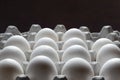Rows of white poultry eggs Royalty Free Stock Photo