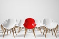 Rows of white and red chairs, front Royalty Free Stock Photo