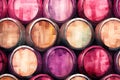 Rows of Wine Barrels Valentine Day background