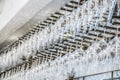 Rows of wine glasses in a restaurant Royalty Free Stock Photo