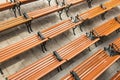 Rows of wooden chair at open air auditorium Royalty Free Stock Photo