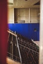 Rows of wooden grandstand empty seats of sport center Gerevich Aladar Nemzeti in Budapest Royalty Free Stock Photo