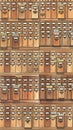 Rows of Wooden Lockers with Combination Locks Royalty Free Stock Photo