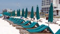 Rows of green lounge chairs Royalty Free Stock Photo