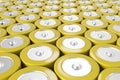 Rows of yellow alkaline batteries