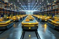Automated Warehouse Robots Efficient Logistics, Modern Technology, Yellow AGVs
