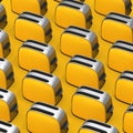 Rows of Yellow Vintage Toasters. 3d Rendering