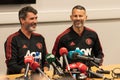 Roy Keane and Ryan Giggs at the pre-match press conference at Pairc Ui Chaoimh, for the Liam Miller Tribute match
