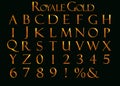 Royale gold fantasy alphabet 3D rendered letters Royalty Free Stock Photo