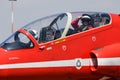 Royal Air Force aerobatic team Red Arrows with BAe Hawk trainer jets at RIAT Royal International Air Tattoo 2018 airshow Royalty Free Stock Photo