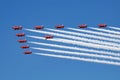 Royal Air Force aerobatic team Red Arrows with BAe Hawk trainer jets at RIAT Royal International Air Tattoo 2018 airshow Royalty Free Stock Photo