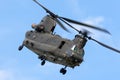 Royal Air Force RAF Boeing Chinook HC.2 twin engined heavy lift military helicopter ZH777. Royalty Free Stock Photo