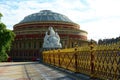 The Royal Albert Hall & Albert Memorial. Detail of gold fencing. Kensington. London. UK