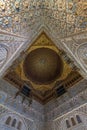 Royal Alcazar of Seville. Hall of Ambassadors ceiling detail. combed muquarnas forming a star. UNESCO world heritage site