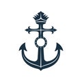 Royal anchor with label, nautical symbol