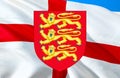 Royal arms of England with English flag. British royal Coat of arms of Great Britain, 3D Rendering. UK Royal. UK National emblem Royalty Free Stock Photo