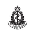 Royal Army Medical Corps or RAMC Badge Retro Black and White Royalty Free Stock Photo