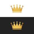 Royal attribute golden crown isolated on a white and black background, stock vector illustration Royalty Free Stock Photo