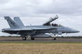 Royal Australian Air Force RAAF Boeing F/A-18F Super Hornet multirole fighter aircraft A44-222 based at RAAF Amberley. Royalty Free Stock Photo
