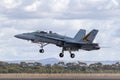 Royal Australian Air Force RAAF McDonnell Douglas F/A-18B Hornet multirole fighter aircraft A21-102 from 2 Operational Conversio