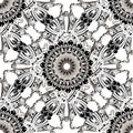 Royal Baroque vector seamless pattern. Black and white vintage floral background. Antique mandala. Luxury ornamental repeat Royalty Free Stock Photo