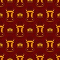 Royal beef seamless pattern. cow and crown regal background.