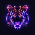 Royal Bengal tiger. Neon outline icon with a light effect