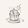 Royal Berry Cupcake , sketch vector illustration art