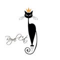 Royal black cat design. Vector illustration