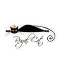 Royal black cat design. Vector illustration