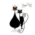 Royal black cats design. Vector illustration