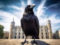 Royal black raven isolated on white Tower of London