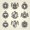 Royal blazons and coat of arms - knight heraldic emblems