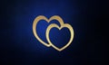 Royal blue background with luxery golden hearts