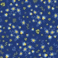 Royal blue daisy ditsy vector seamless pattern design. Cute tiny floral vintage prints