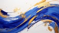 Royal Blue and Gold Abstract Brush Strokes Bold and Expressive