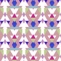 Royal blue and mauve inverted triangle pattern