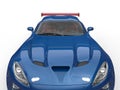 Royal blue modern supercar - headlights and hood closeup shot Royalty Free Stock Photo