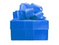 Royal Blue Square Gift Box Isolated on Transparent Backdrop