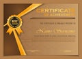 royal brown diploma certificate template with gold frame and emblem by vector design
