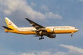 Royal Brunei Airlines Boeing 777-212/ER V8-BLA on approach to land at Melbourne International Airport.