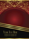 Royal Burgundy Background with Ornate Gold Leaf Royalty Free Stock Photo