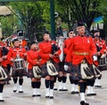 RCMP Pipe And Drum Band In KDays Parade In Edmonton Alberta Royalty Free Stock Photo