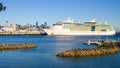 Royal Caribbean cruise ship Serenade of the Seas in Seattle in preparation for Alaska cruise Royalty Free Stock Photo