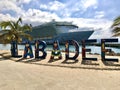 Royal Caribbean Oasis of the Seas Cruise Ship at Labadee Haiti sign