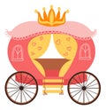 Royal carriage. Fairytale king and queen cartoon transport