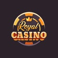 Royal casino black and gold poker chip flat illustration
