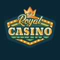 Royal casino green retro sign flat illustration